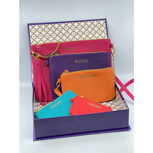 New Joy Mangano (5) Piece Zipper Pouch Set Neon Colors Travel Storage Cases - Picture 3 of 14